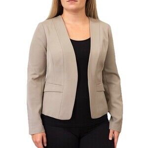 H&M Taupe Beige Open Front Blazer Jacket Women’s Size 8 Lined Modern Workwear